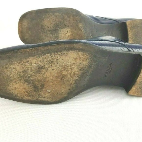 PRADA MEN'S BLUE LEATHER LACE UP SHOES SIZE US 10 - Picture 12 of 12